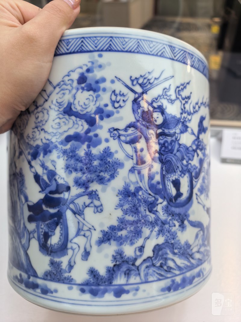 清初 青花三国故事笔海 - 图11